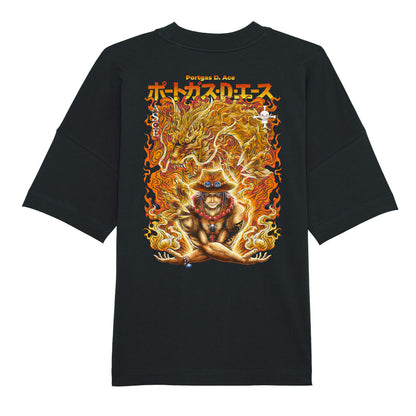"Black Drop-Ace X One Piece" Oversize Shirt